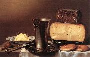 SCHOOTEN, Floris Gerritsz. van Still-life with Glass, Cheese, Butter and Cake A oil painting